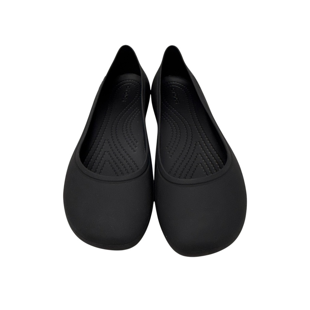 Crocs Brooklyn Black Slip On Ballet Shoes Womens Work Professional Comfort Light - Picture 2 of 9